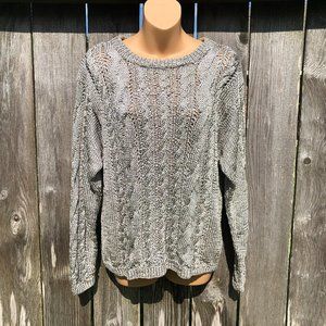 Vintage DKNY Cable Knit Sweater Silver Metallic